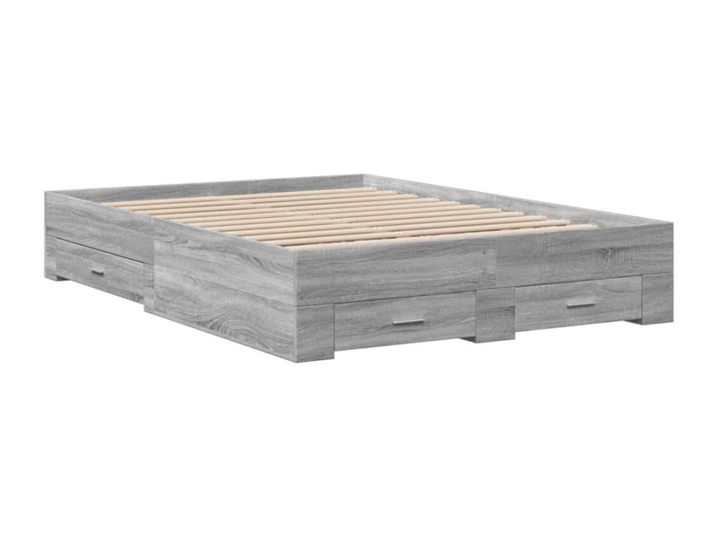 Chicyla grey bed frame and drawers 135x190 engineered wood ZBAL29296