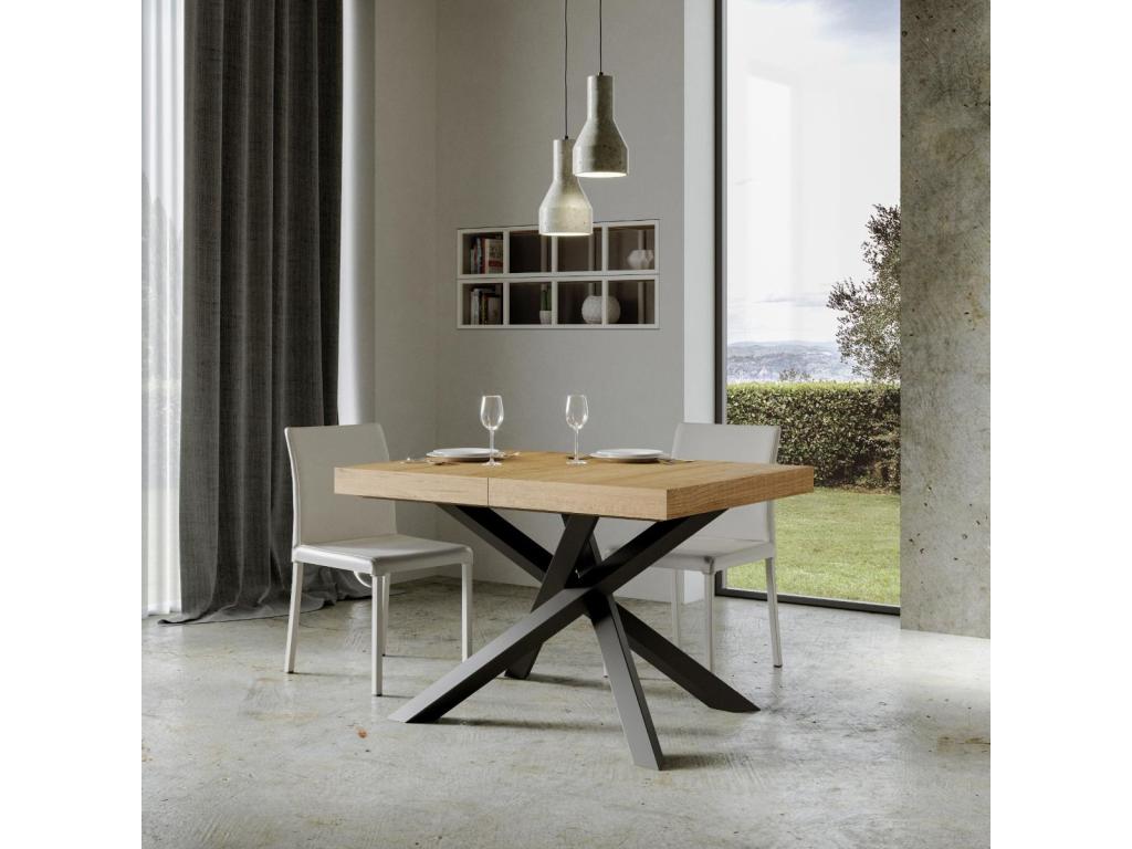 Extendable table 90x120/224 cm Volantis Premium Oak Nature Anthracite frame KMAN81744