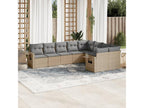 9-piece garden furniture set with cushions, beige woven resin XAUG74055