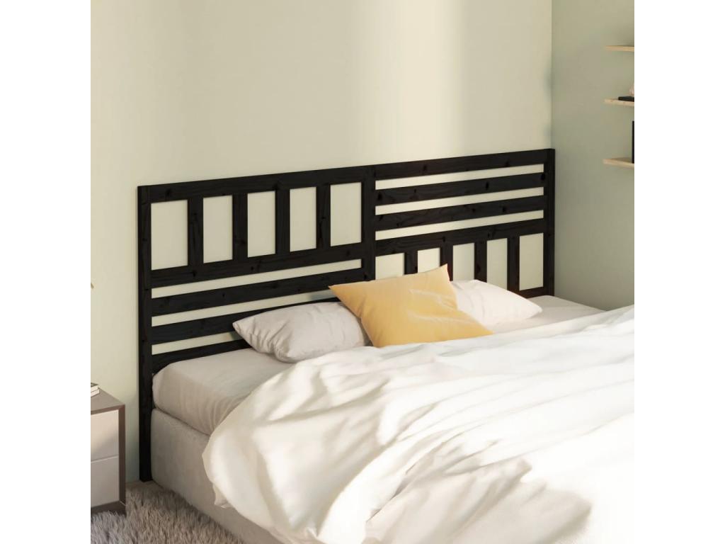 Black Headboard 186x4x100 cm Solid Pine Wood QSAF34525
