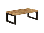 Rectangular coffee table in light solid mango wood and black metal, Grey LAWC98859