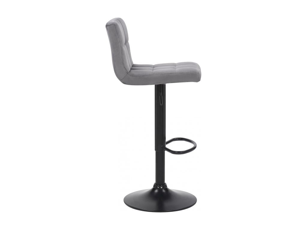 Set of 2 Bar Stools - Velvet / Matte Black Metal - Grey - Domopure ECGX72491