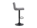 Set of 2 Bar Stools - Velvet / Matte Black Metal - Grey - Domopure ECGX72491