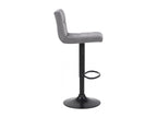 Set of 2 Bar Stools - Velvet / Matte Black Metal - Grey - Domopure ECGX72491