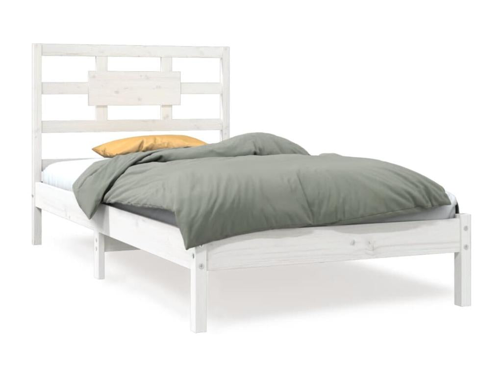 White Solid Wood Bed Frame 100x200 cm KYIY06963