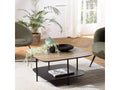 FLEUR - Coffee table with 2 two-tone MM shelves, mocha/black, metal legs KWLJ25644