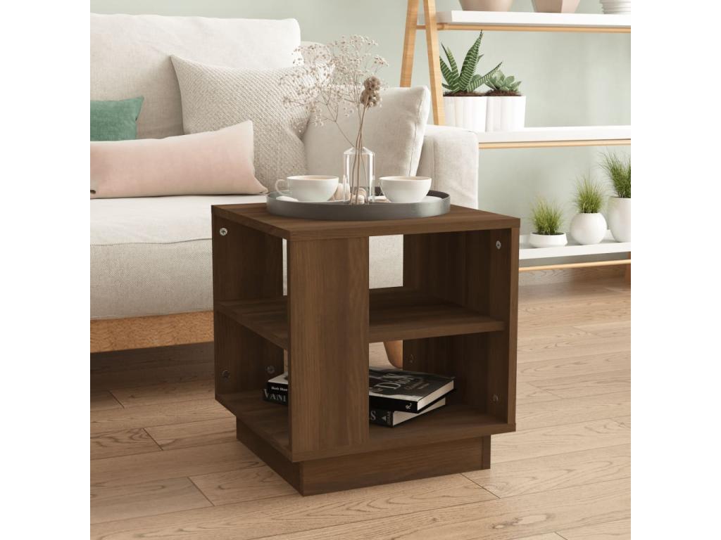 Coffee table, brown oak, 40x40x43 cm, engineered wood, QMAU68550