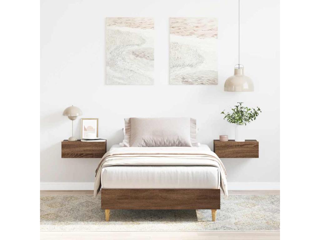 Bed frame without mattress, brown oak, 90x200cm, engineered wood, YEQG09321