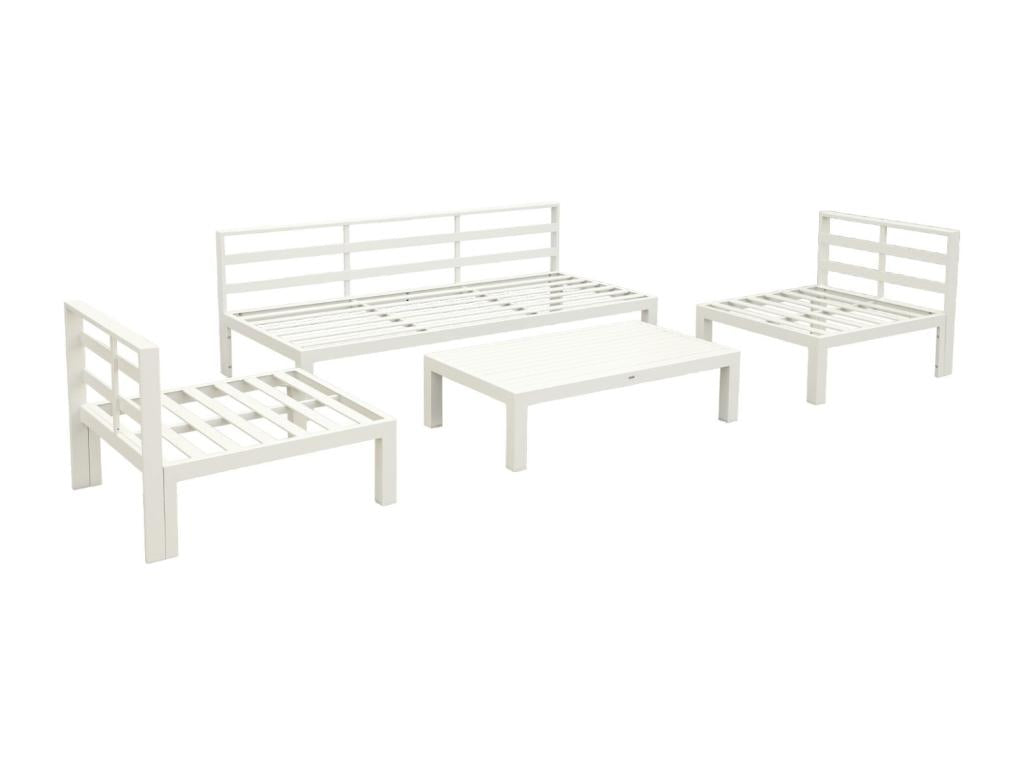 5-seater aluminum garden furniture set – deep seats – Domopure – Natural VVON85484