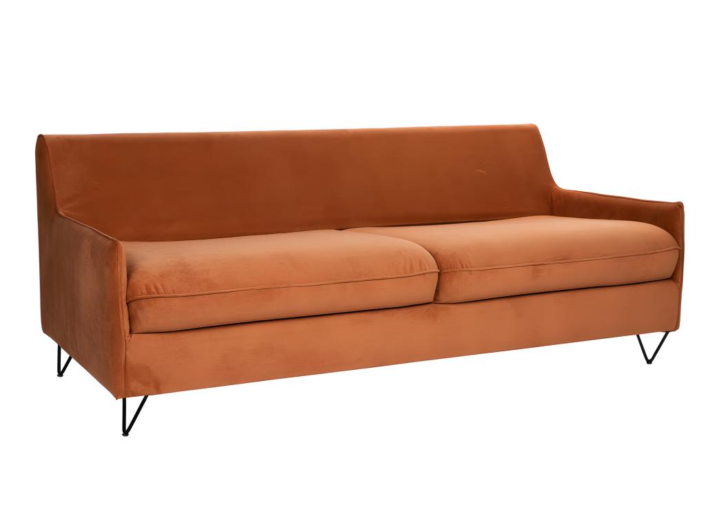 Chicyla - 4-seater convertible sofa in velvet with black hairpin legs - Rust color BPIJ38810