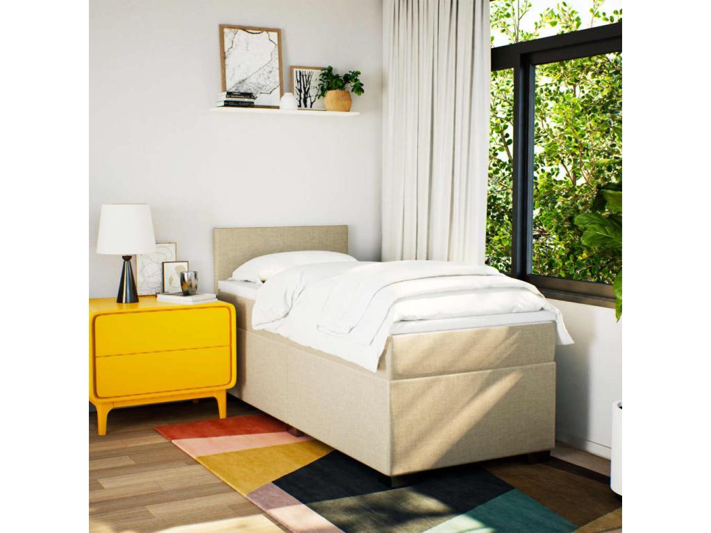 Domopure bed base with cream mattress 90x200 cm Fabric KFAX28282