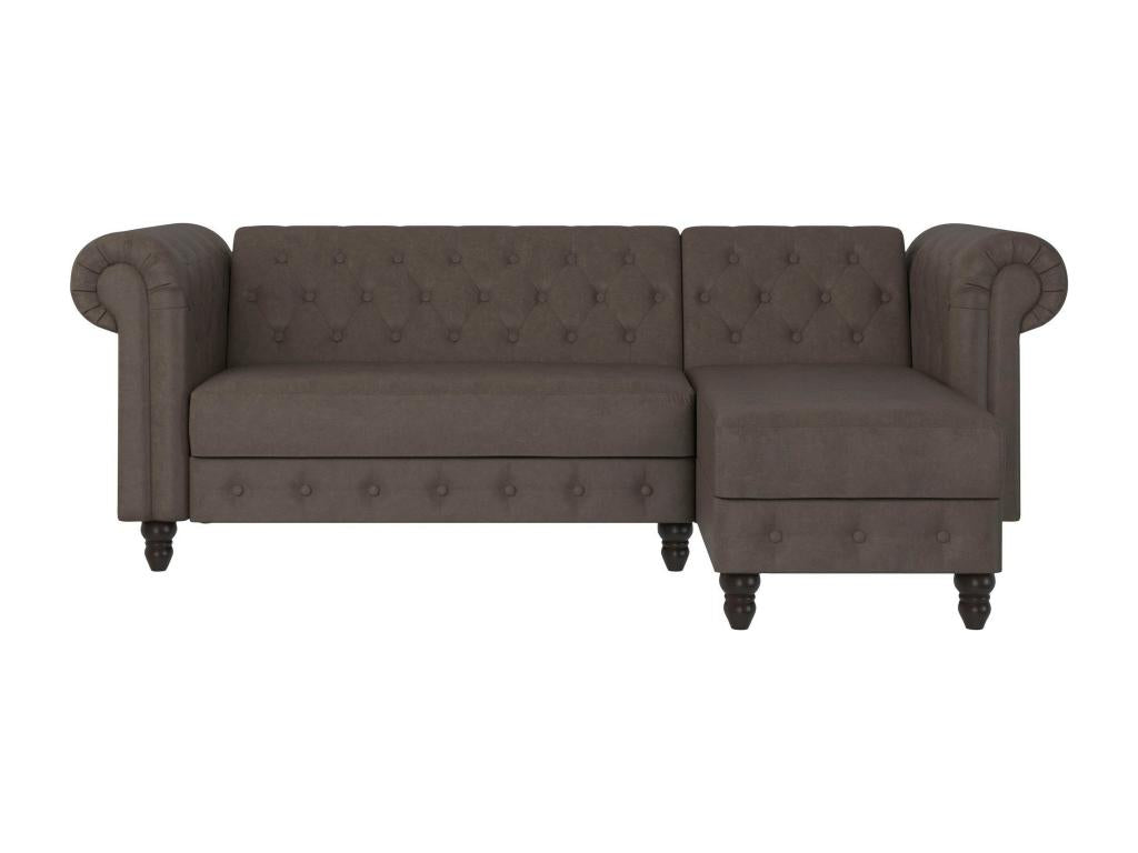Chicyla - Sofa bed with chaise longue in dark brown microfiber SPHU57473