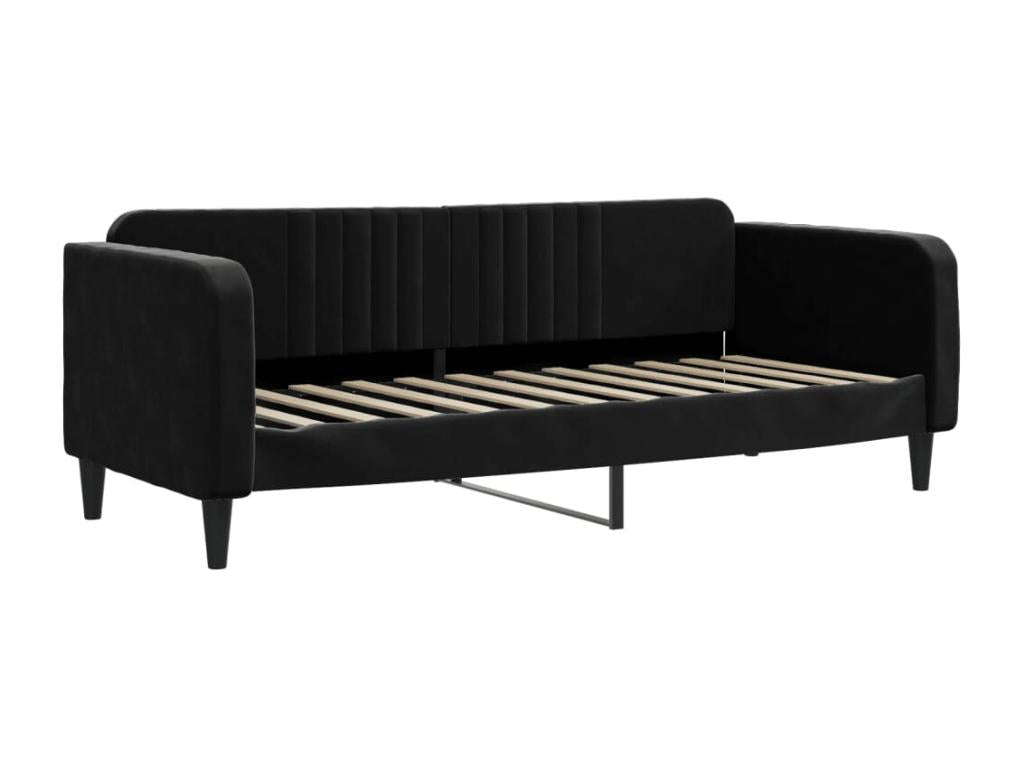 Daybed with pull-out bed, black velvet, 80x200 cm, VCGS32781