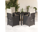 5-Piece Garden Dining Set with Cushions, Black Wicker Resin TPNF92270