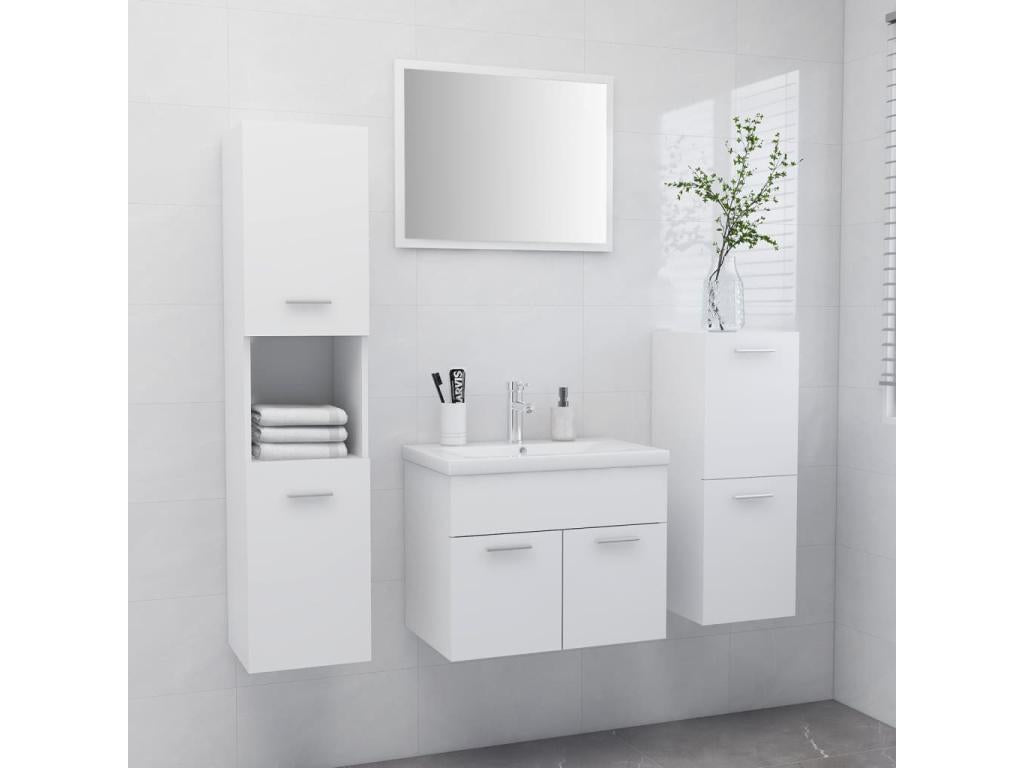 White Bathroom Furniture Set 8 HNLO75641