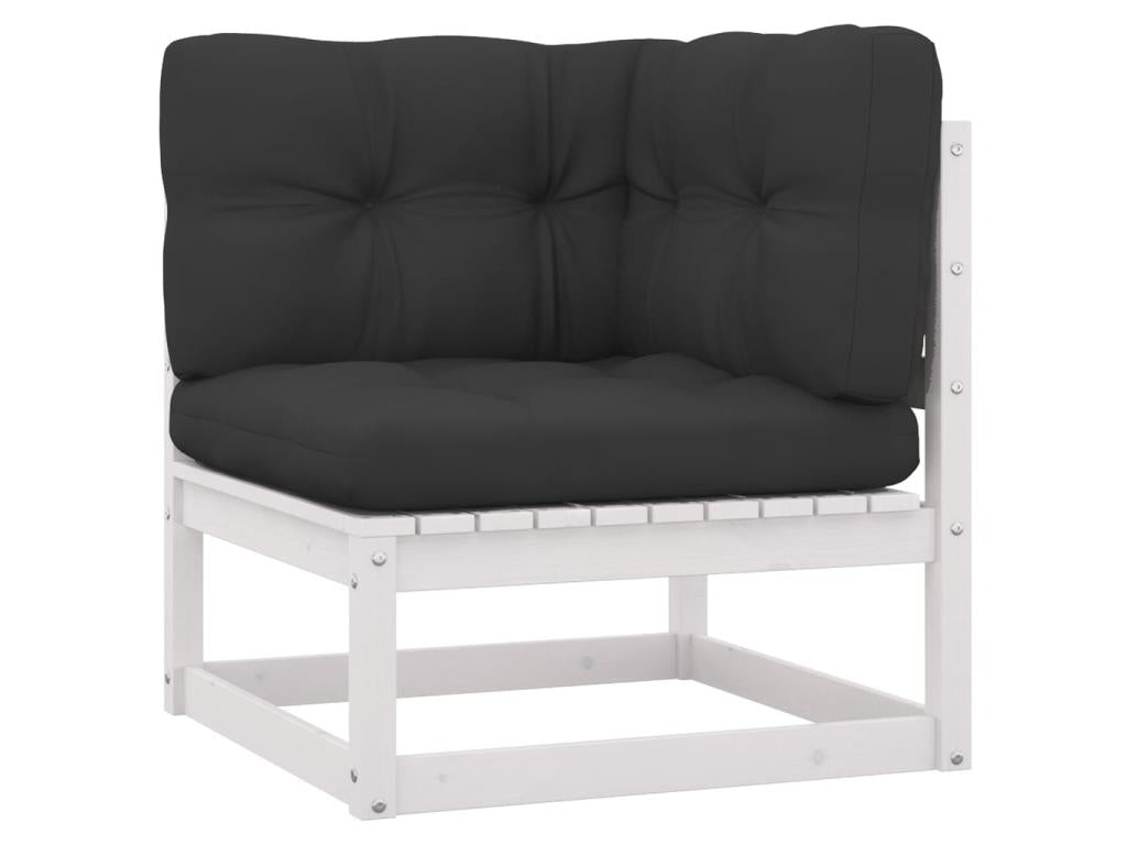 6-piece garden furniture set with cushions, white, solid pine wood, 3 BXMX31768