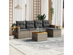 6-piece garden furniture set with grey resin wicker cushions EUQP42630