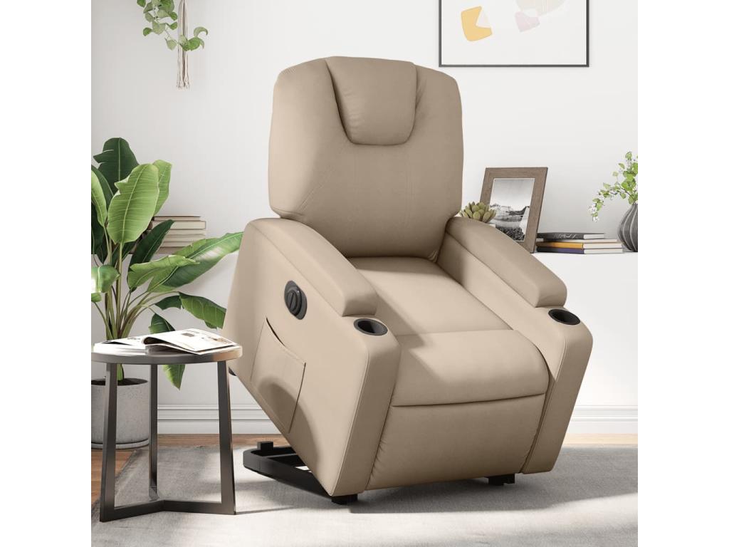 Electric recliner armchair, cappuccino faux leather, NVVY13881