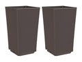 2-piece brown planters, 32.5x32.5x57 cm, polypropylene, CGGY93598