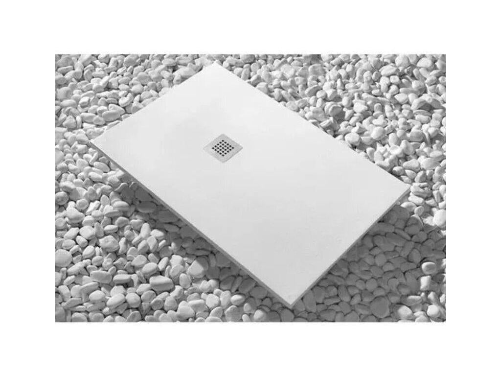 Chicyla Slim White 85x120 cm Shower Tray in Synthetic Resin and Marble Powder with Free Drain VVYU87785