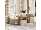 6-piece beige resin wicker garden furniture set with cushions IZDS22815