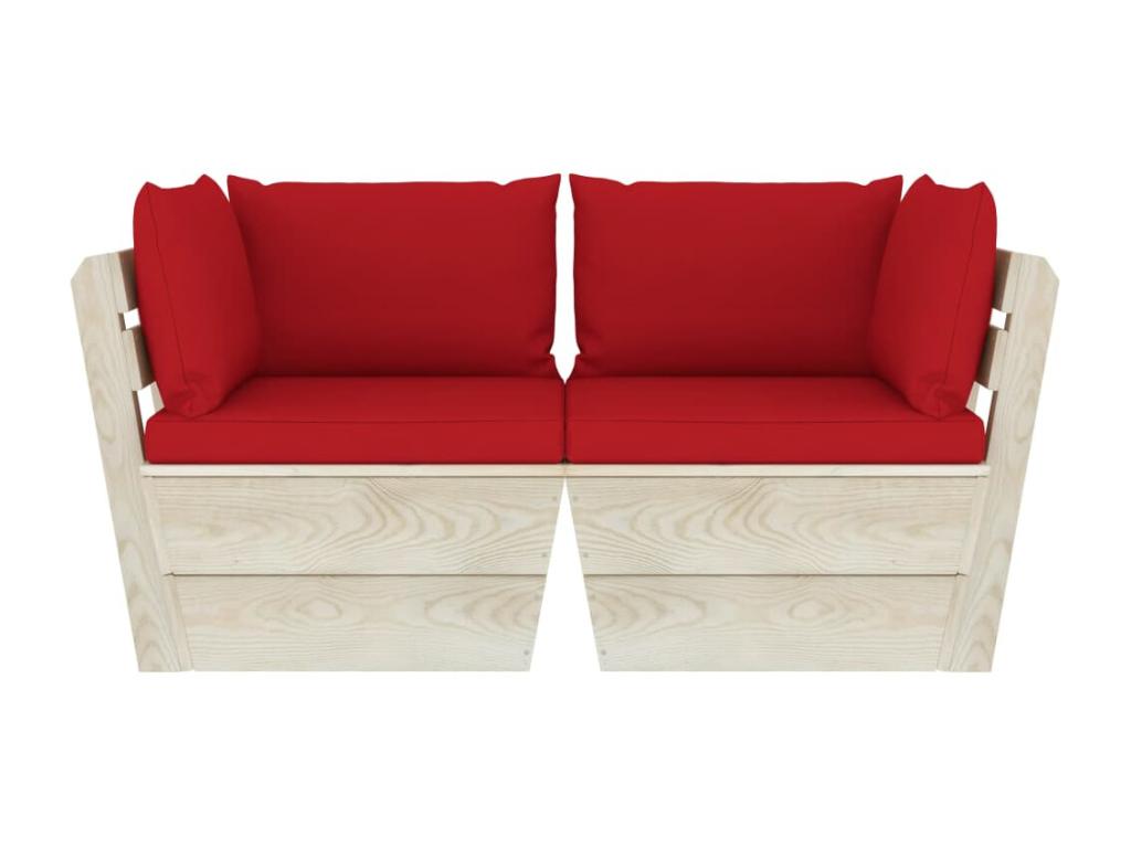 2-seater pallet garden sofa with cushions, spruce wood, 2 ONBM16211