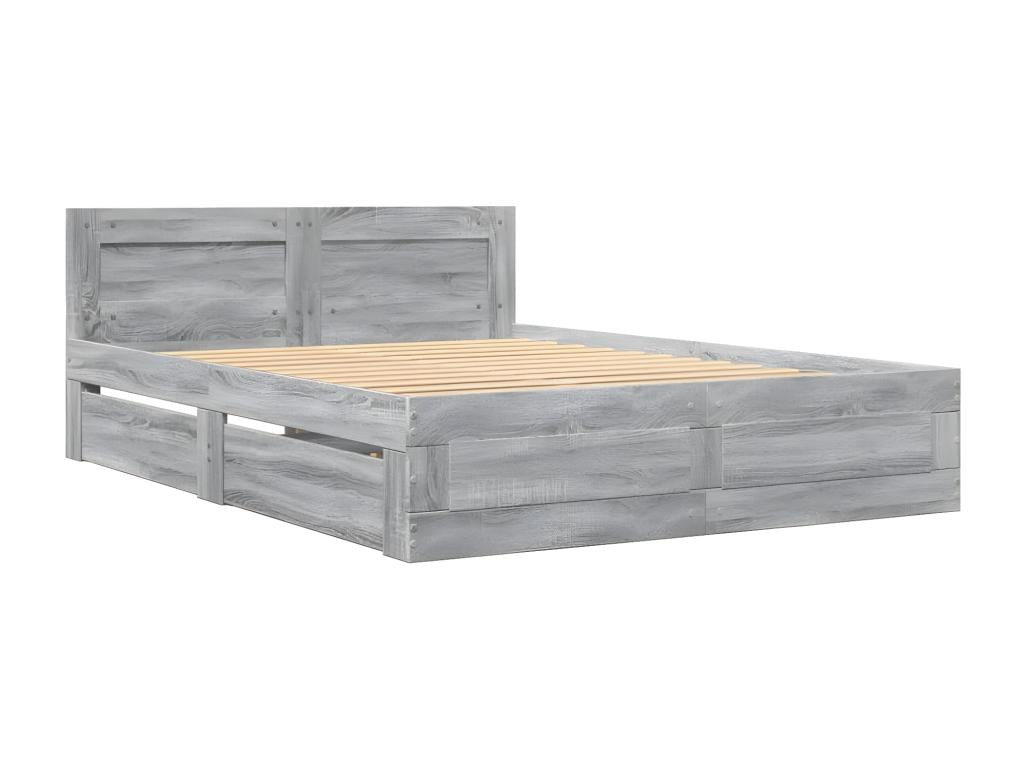 Domopure bed frame with headboard, grey, 120x200 cm, XCZY63480