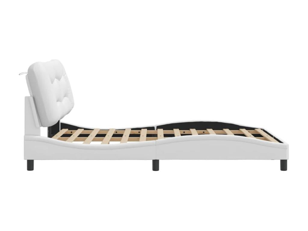 Bed frame with headboard, white, 140x200 cm, faux leather, ACQY30692