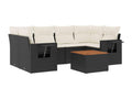 7-piece garden furniture set with cushions, black resin wicker XKYV94284