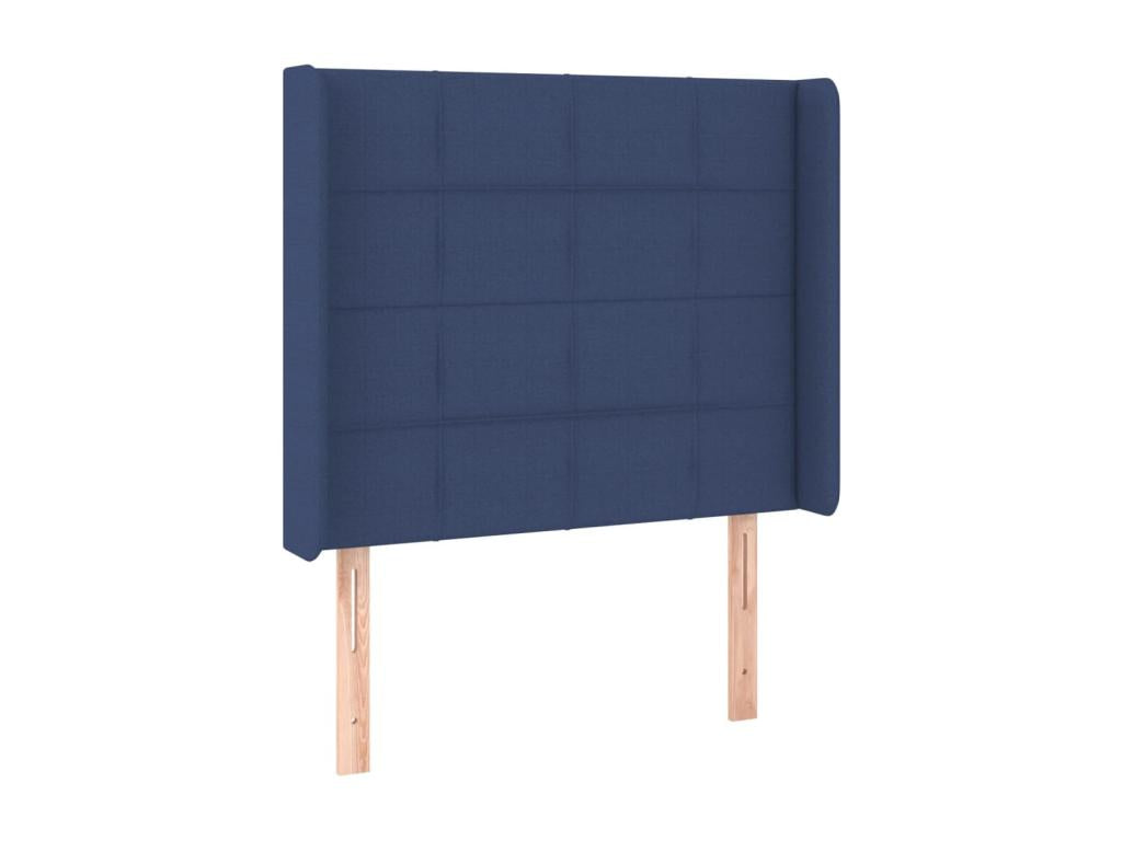 Headboard with wings, blue, 93x16x118/128 cm, fabric, LZID66732