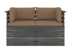 2-seater garden pallet sofa with cushions, pine wood, 6 KBRE05997