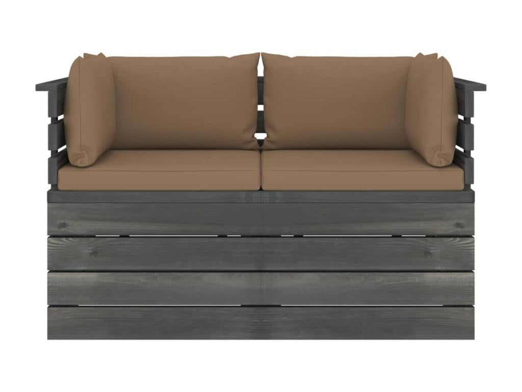 2-seater garden pallet sofa with cushions, pine wood, 6 KBRE05997