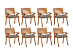 Garden chairs with cushions, 8 pieces, solid Domopure wood, YQUW38472