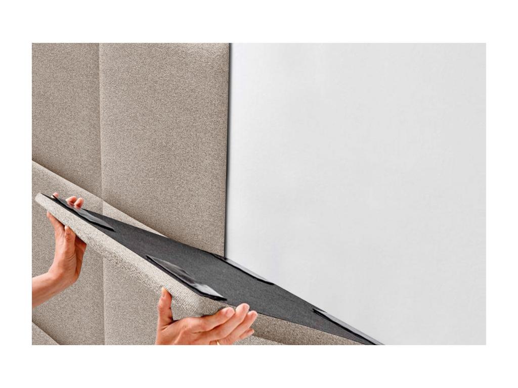 Domopure Aqualine fabric upholstered headboard composed of interchangeable self-adhesive bed panels for luxury bedroom Sand 140 cm XMWY58514