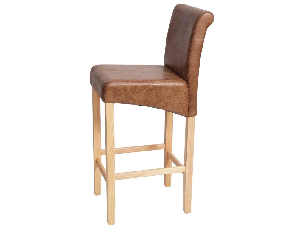Domopure-C33 bar stool, set of 2, brown suede-look faux leather, light legs XNDU30668