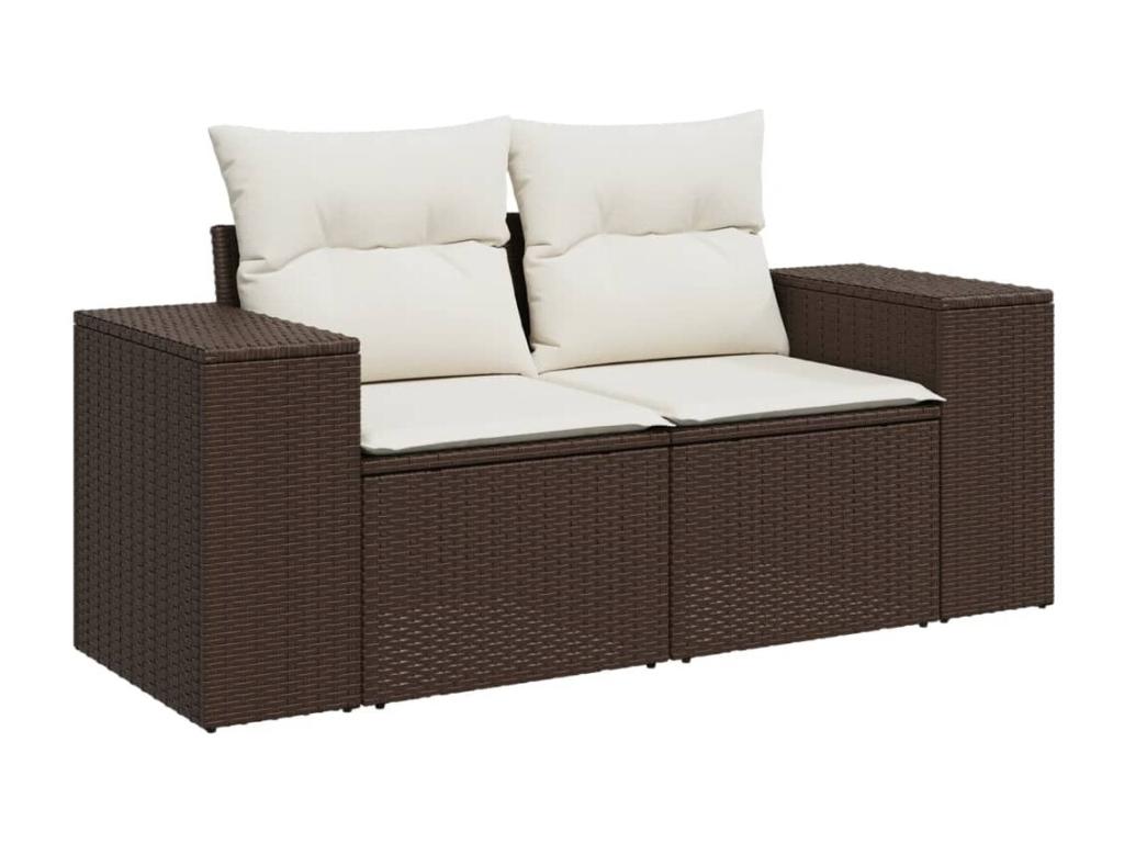 8-piece garden furniture set with brown resin wicker cushions FBNK64995