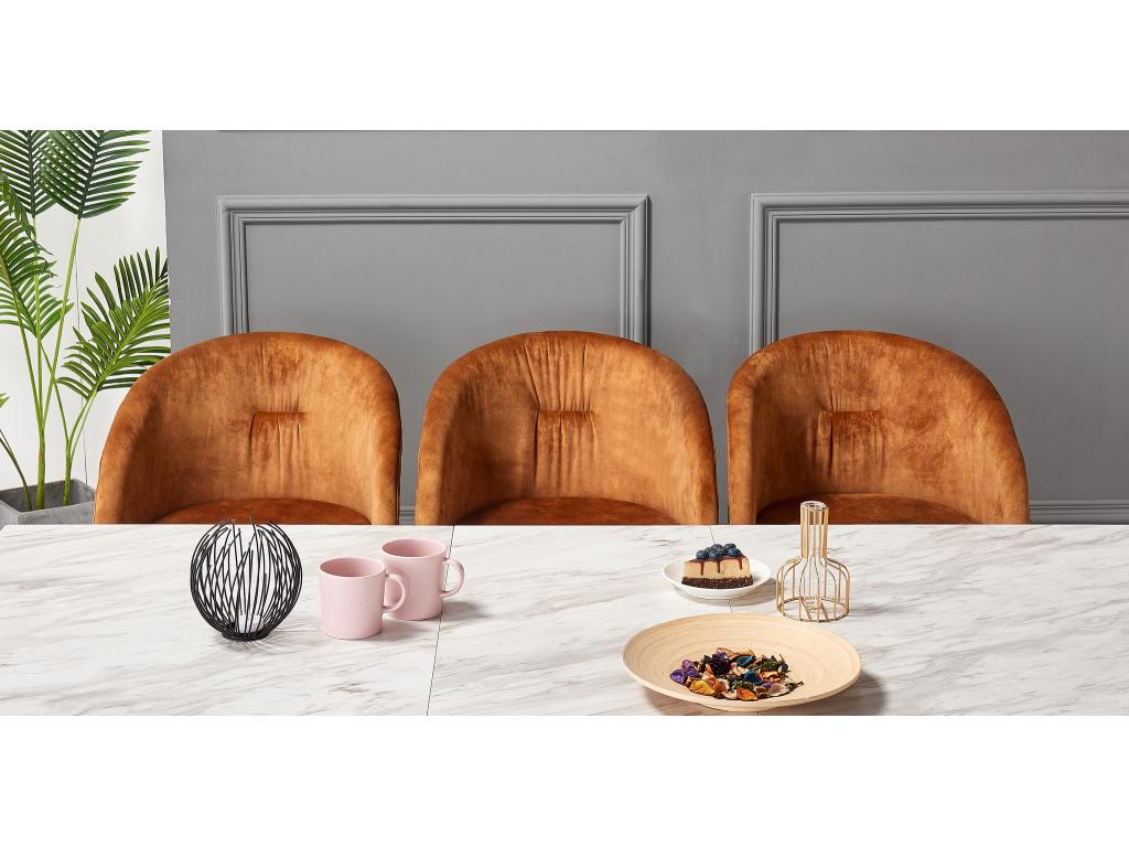 Chicyla - Set of 4 Velvet Dining Chairs - Black and Gold Stainless Steel Legs - Brown AGHZ56897