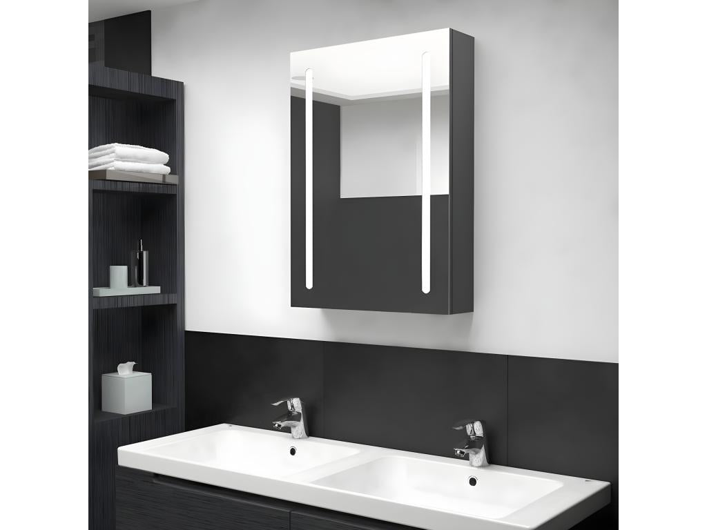 Grey LED mirrored bathroom cabinet 50x13x70 cm OYJC31585