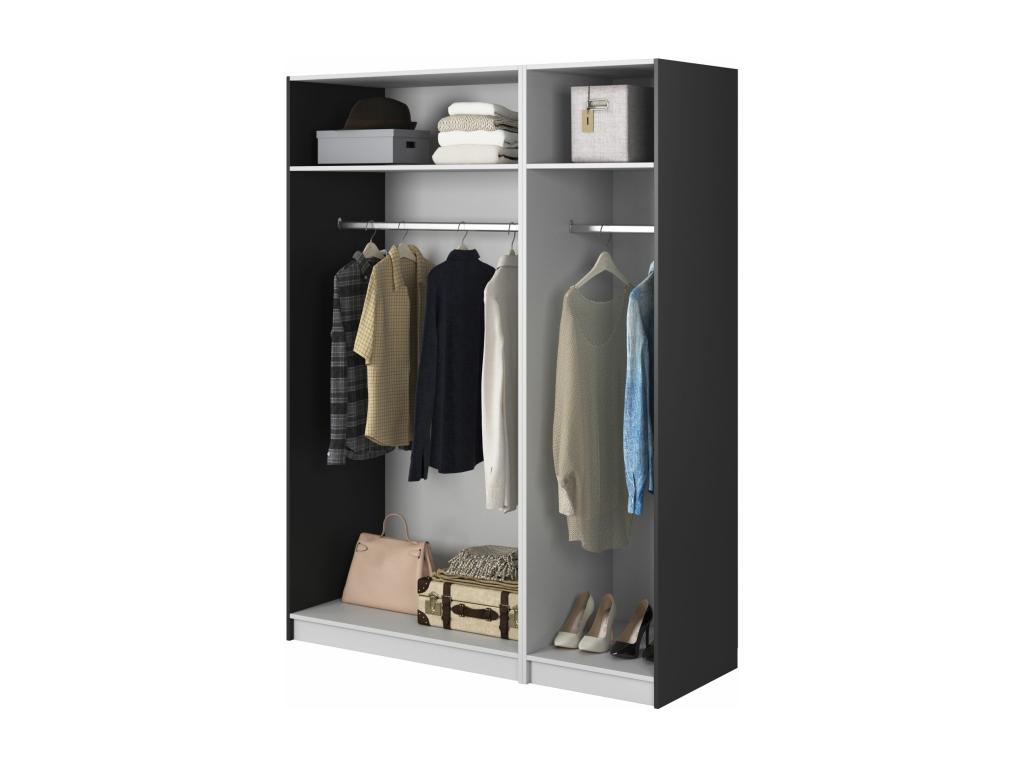 3-door wardrobe with two hanging rails - 150 cm - black - Chicyla ZDKD44466