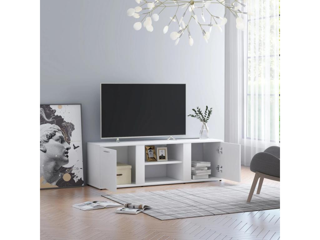 White TV stand 120x34x37 cm Chipboard PWKF64660