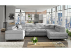 Chicyla 340cm U-shaped right-hand convertible sofa in light grey fabric with storage compartment TXLD88641
