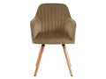 Chair with armrests in velvet and wood-effect metal - Beige - Chicyla FPMZ06255