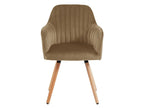 Chair with armrests in velvet and wood-effect metal - Beige - Chicyla FPMZ06255