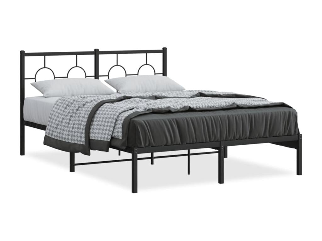 Metal bed frame with black headboard 140x200 QRAP44224