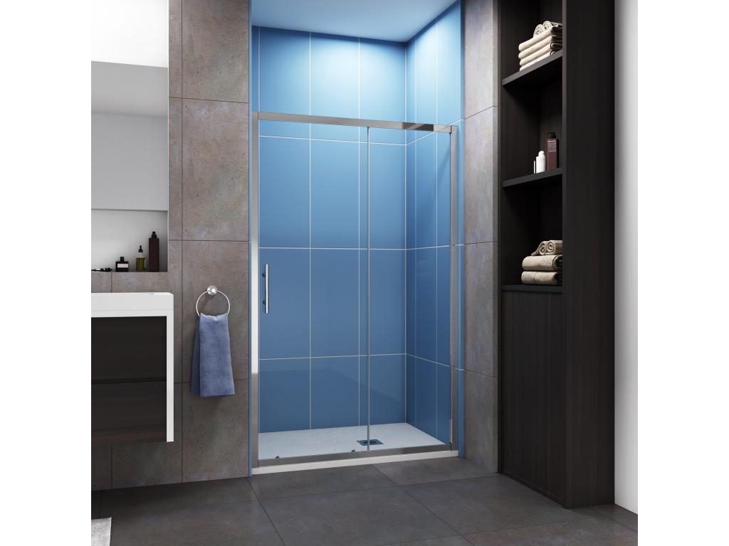 Sliding shower door 140x190cm in 5mm tempered glass, shower door height 190cm - 2 panels LEZH35349