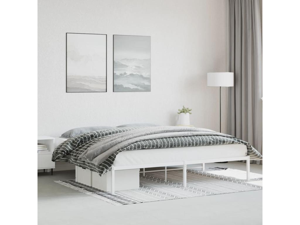 White metal bed frame 193x203 MPLN65322