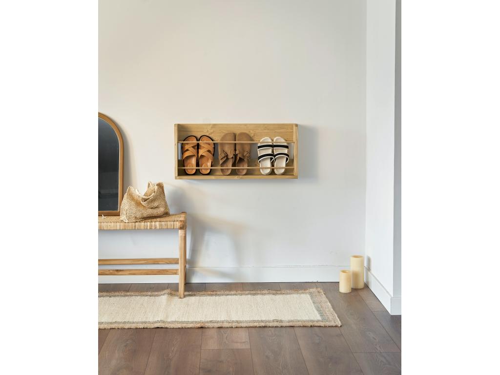 Chicyla YZMH62662 Wooden Wall-Mounted Shoe Rack, 2 Units, Natural Finish