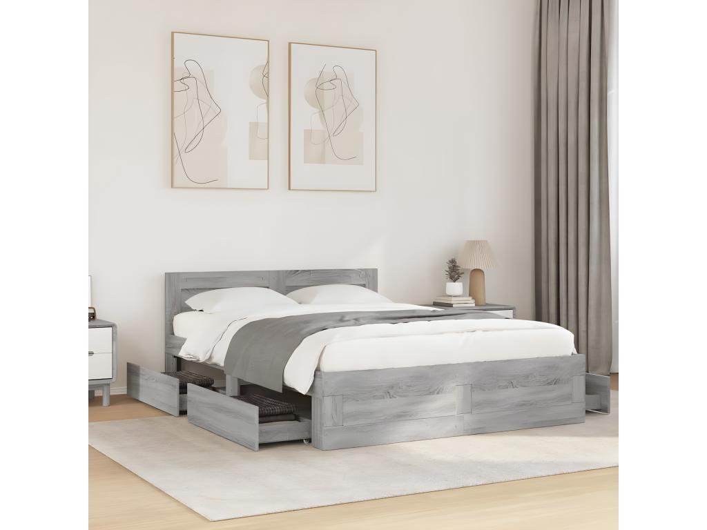 Domopure bed frame with headboard, grey, 120x200 cm, XCZY63480