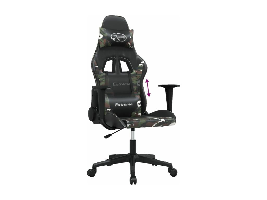 Gaming chair, black and camouflage faux leather, KBZV09758