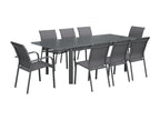 Extendable garden table in aluminum and anthracite textilene - 6 chairs - 2 armchairs - 8 seats - 236.5x100x75 cm UXIF24690